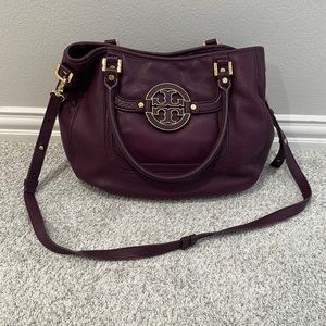 Tory Burch Purse - Purple with Gold Logo - Removable Strap